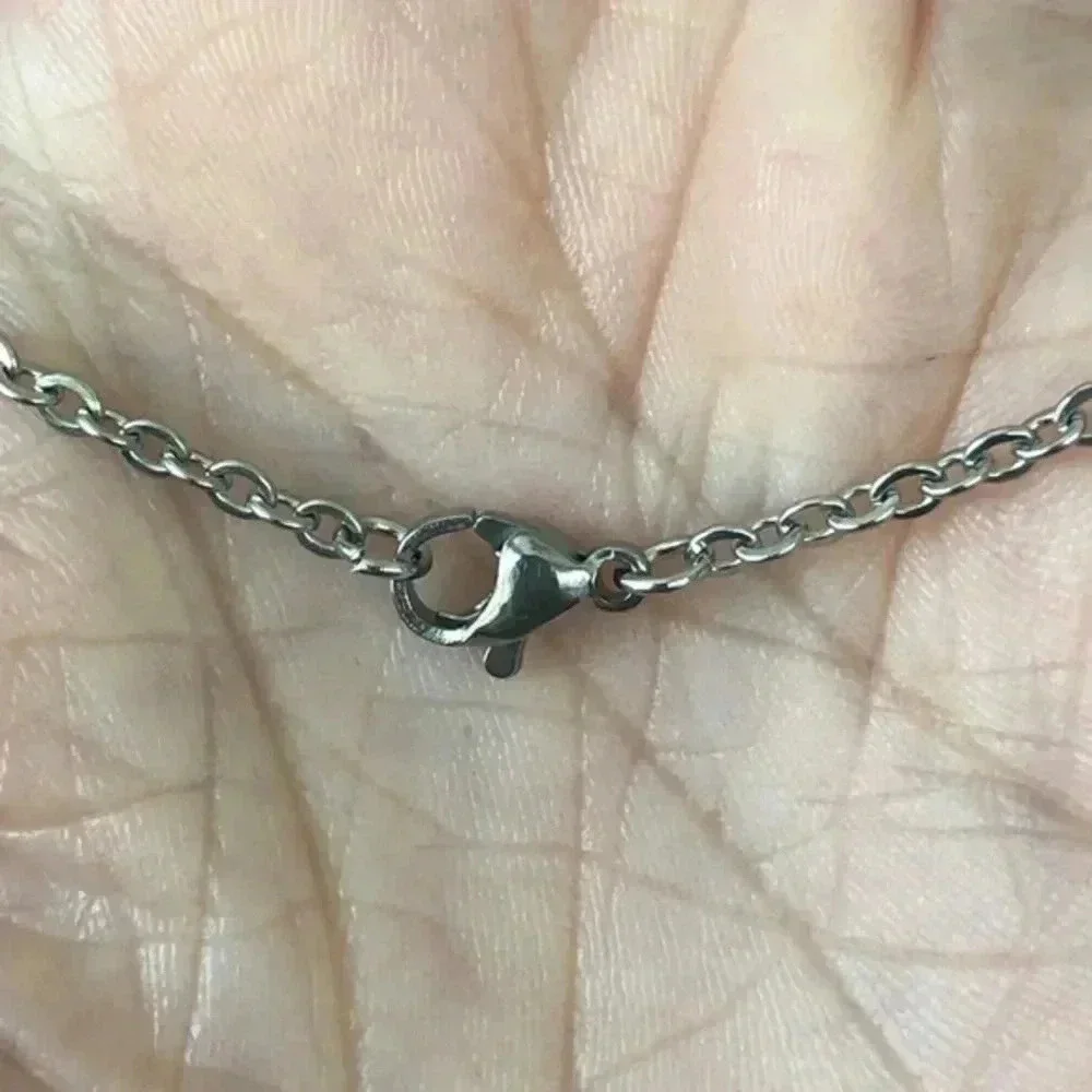 Sodalite Cross Natural Stainless Steel Necklace NWT